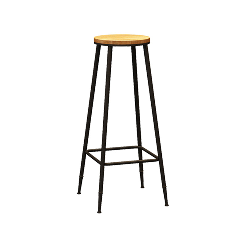 Taburete de bar interior de madera maciza de metal contemporáneo con reposapiés