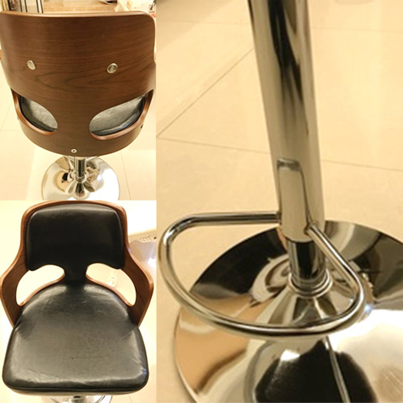 Taburete de bar interior giratorio contemporáneo de altura ajustable con respaldo bajo