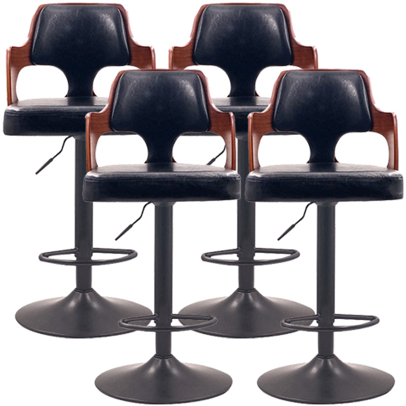 Taburete de bar interior giratorio contemporáneo de altura ajustable con respaldo bajo