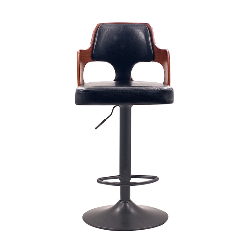 Taburete de bar interior giratorio contemporáneo de altura ajustable con respaldo bajo
