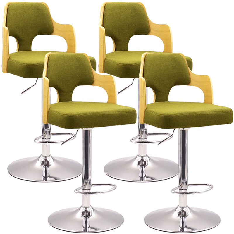 Taburete de bar interior giratorio contemporáneo de altura ajustable con respaldo bajo