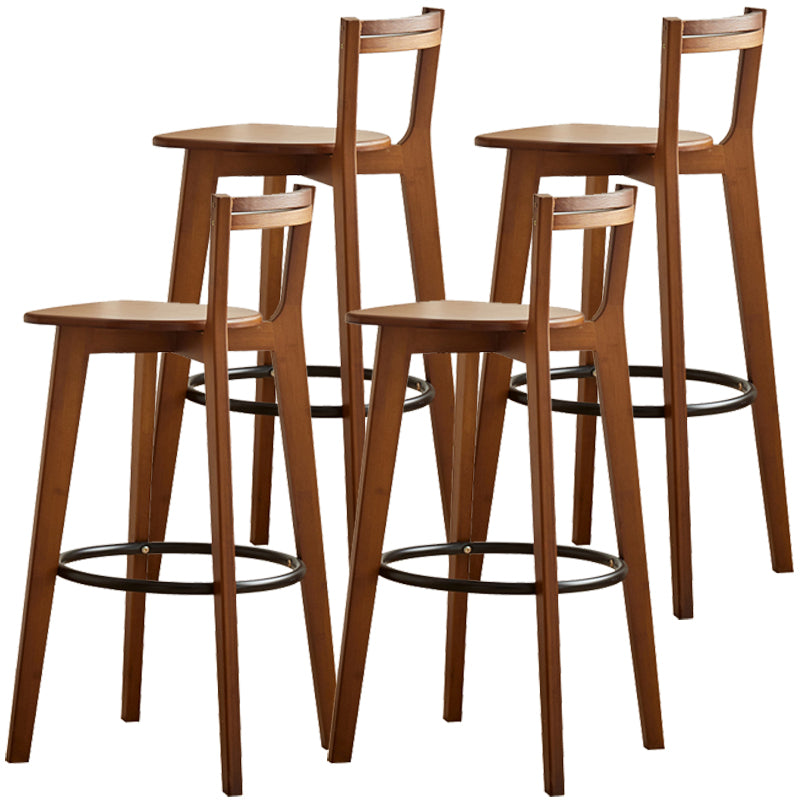 Taburete de bar contemporáneo de madera maciza Taburetes de bar de interior con asiento y reposapiés de madera