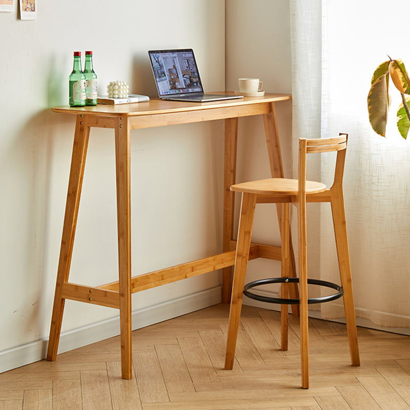Taburete de bar contemporáneo de madera maciza Taburetes de bar de interior con asiento y reposapiés de madera