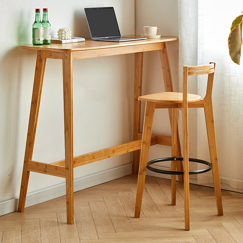 Taburete de bar contemporáneo de madera maciza Taburetes de bar de interior con asiento y reposapiés de madera