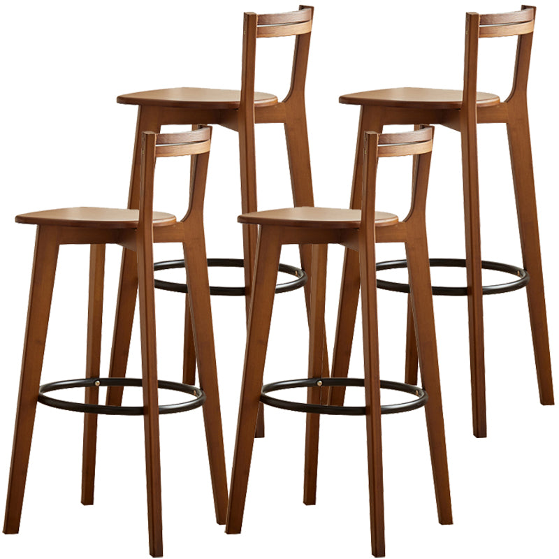 Taburete de bar contemporáneo de madera maciza Taburetes de bar de interior con asiento y reposapiés de madera