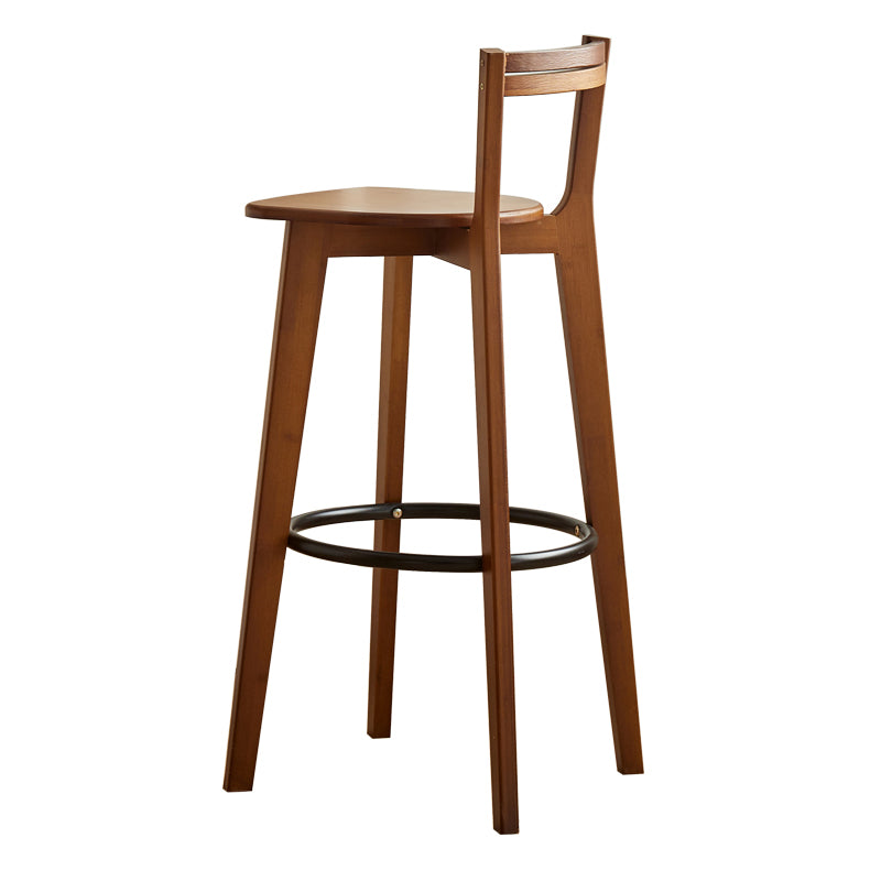 Taburete de bar contemporáneo de madera maciza Taburetes de bar de interior con asiento y reposapiés de madera