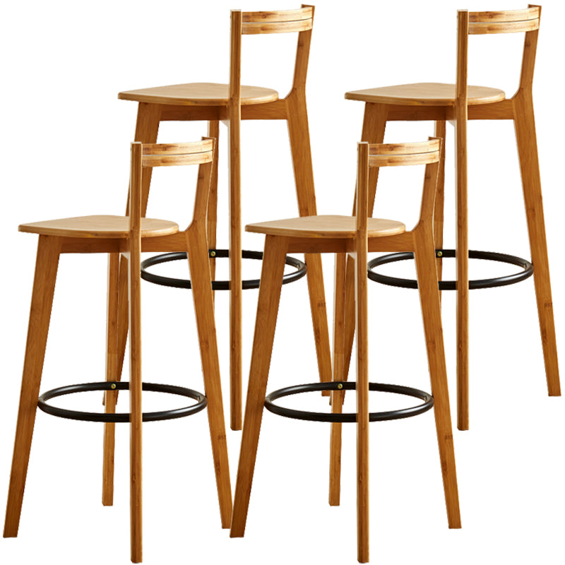 Taburete de bar contemporáneo de madera maciza Taburetes de bar de interior con asiento y reposapiés de madera