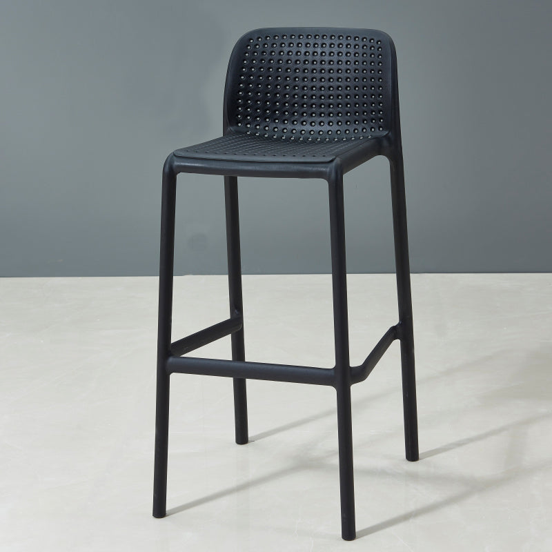 Taburete de bar de estilo escandinavo, patas de PP, asiento rectangular, taburete de bar con respaldo bajo para cocina