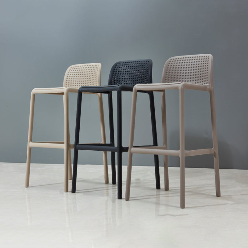 Taburete de bar de estilo escandinavo, patas de PP, asiento rectangular, taburete de bar con respaldo bajo para cocina