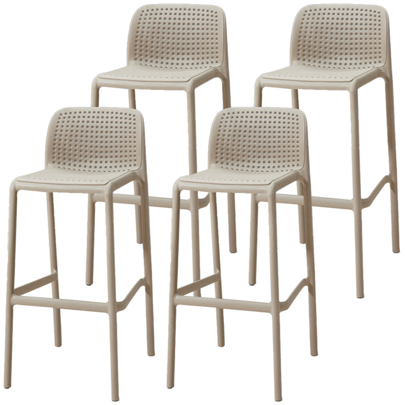 Taburete de bar de estilo escandinavo, patas de PP, asiento rectangular, taburete de bar con respaldo bajo para cocina