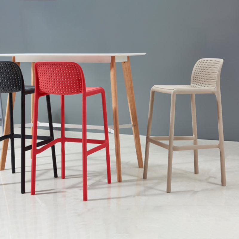 Taburete de bar de estilo escandinavo, patas de PP, asiento rectangular, taburete de bar con respaldo bajo para cocina