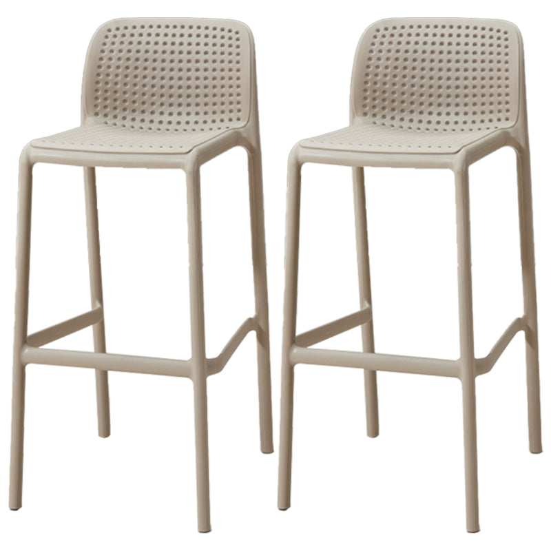 Taburete de bar de estilo escandinavo, patas de PP, asiento rectangular, taburete de bar con respaldo bajo para cocina
