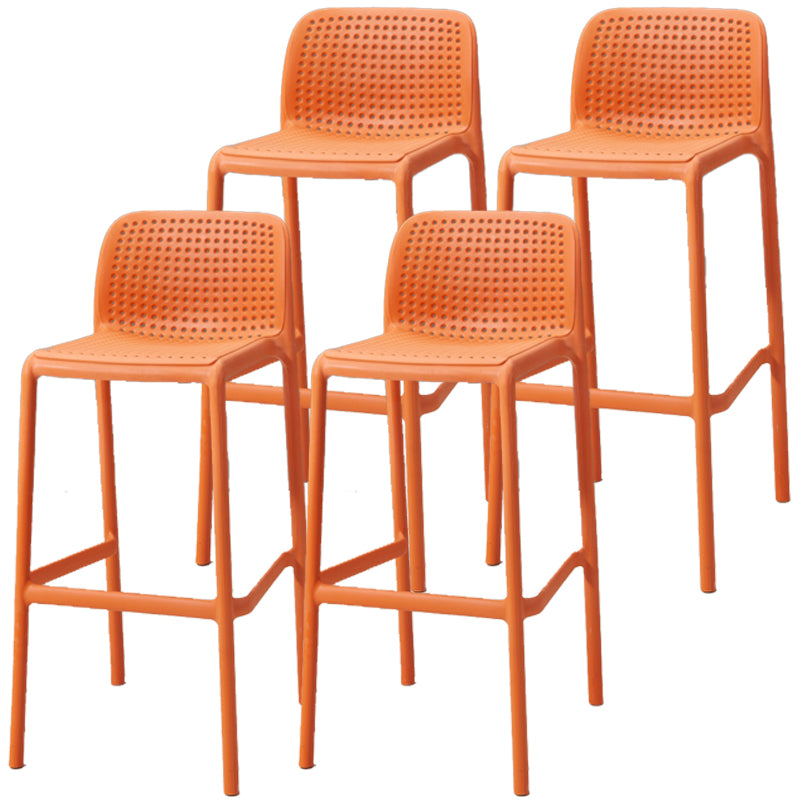 Taburete de bar de estilo escandinavo, patas de PP, asiento rectangular, taburete de bar con respaldo bajo para cocina