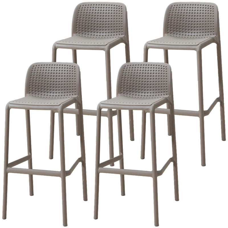 Taburete de bar de estilo escandinavo, patas de PP, asiento rectangular, taburete de bar con respaldo bajo para cocina