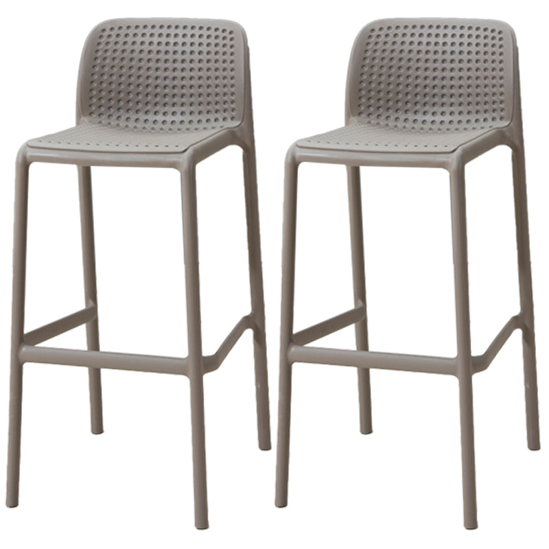 Taburete de bar de estilo escandinavo, patas de PP, asiento rectangular, taburete de bar con respaldo bajo para cocina