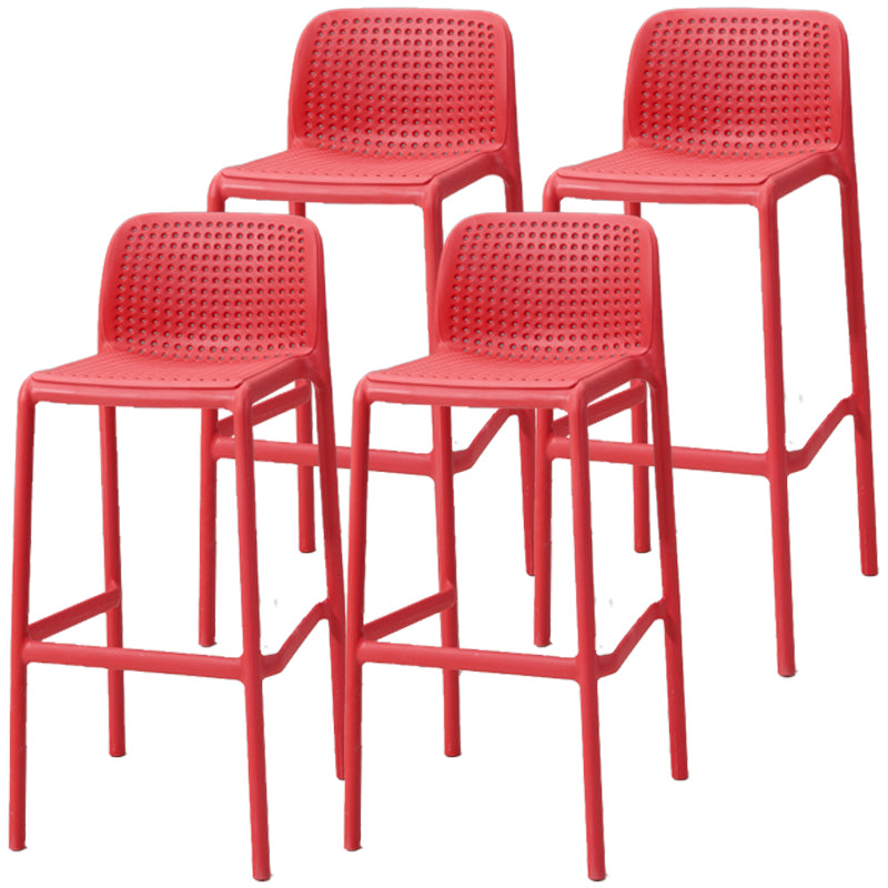 Taburete de bar de estilo escandinavo, patas de PP, asiento rectangular, taburete de bar con respaldo bajo para cocina