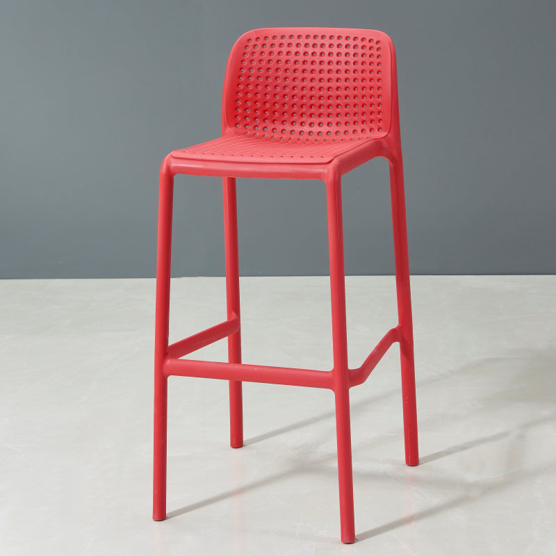 Taburete de bar de estilo escandinavo, patas de PP, asiento rectangular, taburete de bar con respaldo bajo para cocina