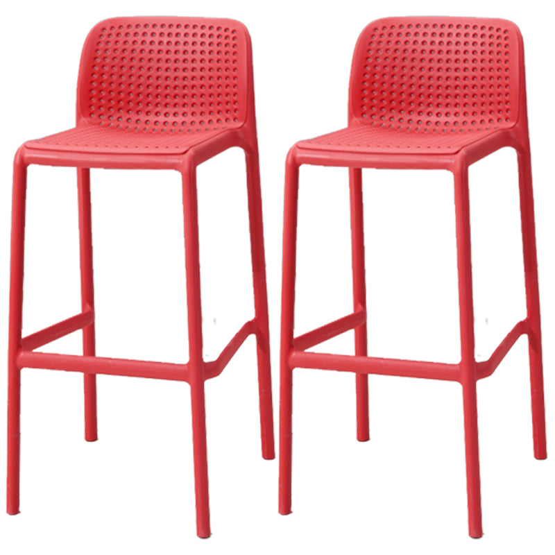 Taburete de bar de estilo escandinavo, patas de PP, asiento rectangular, taburete de bar con respaldo bajo para cocina