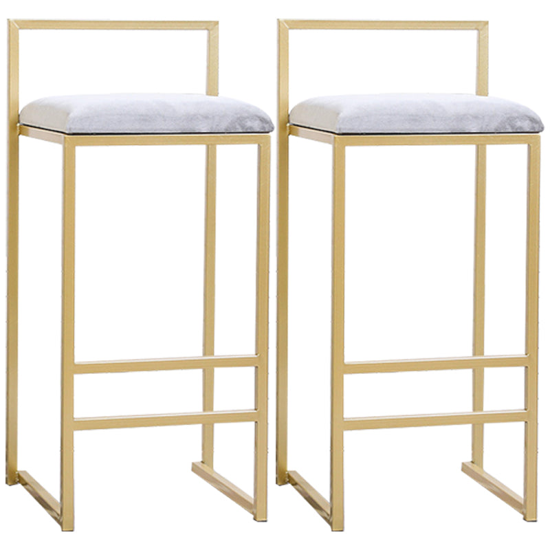 Taburete de bar de metal de estilo moderno con reposapiés y taburete de bar con respaldo bajo para cocina