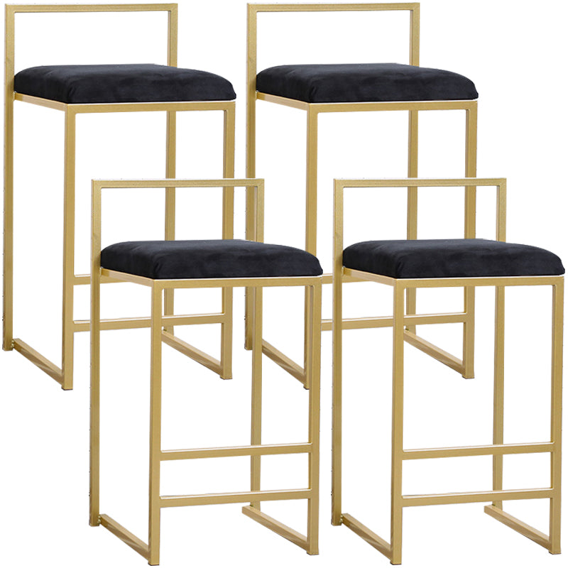 Taburete de bar de metal de estilo moderno con reposapiés y taburete de bar con respaldo bajo para cocina