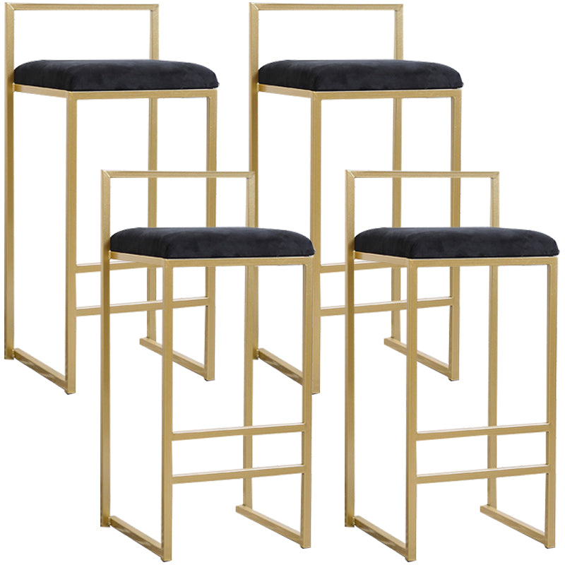 Taburete de bar de metal de estilo moderno con reposapiés y taburete de bar con respaldo bajo para cocina