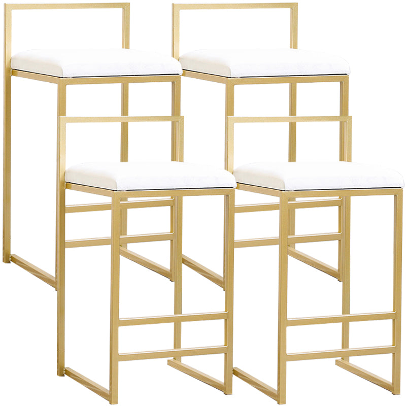 Taburete de bar de metal de estilo moderno con reposapiés y taburete de bar con respaldo bajo para cocina
