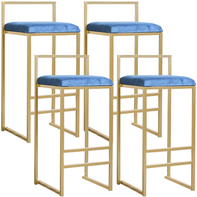 Taburete de bar de metal de estilo moderno con reposapiés y taburete de bar con respaldo bajo para cocina