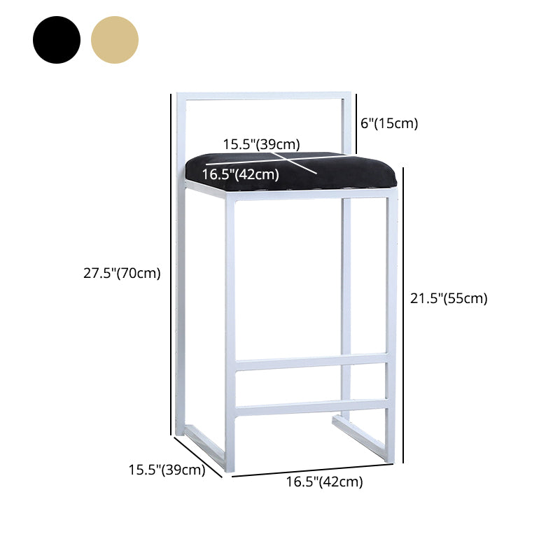 Taburete de bar de metal de estilo moderno con reposapiés y taburete de bar con respaldo bajo para cocina