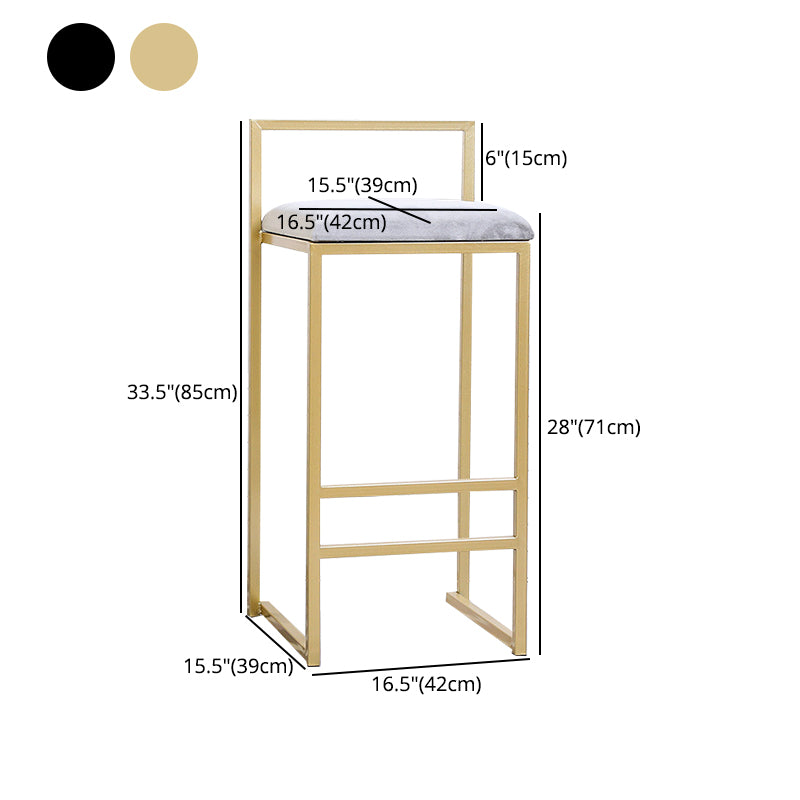 Taburete de bar de metal de estilo moderno con reposapiés y taburete de bar con respaldo bajo para cocina