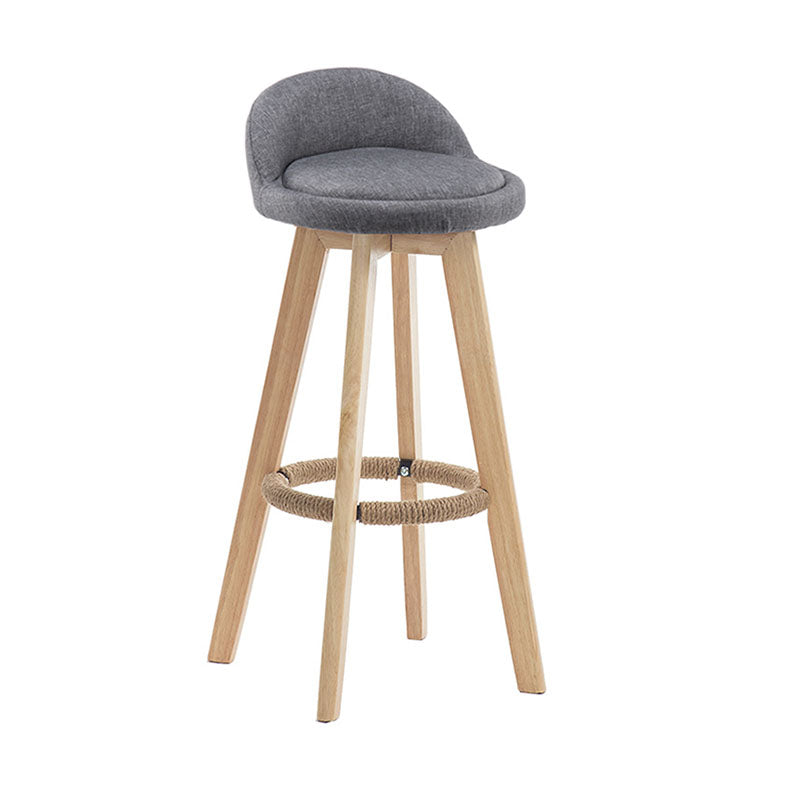 Modern Rotatable Backrest Counter Stool Wood Cafe Bar Stool with Pedal and Cushion