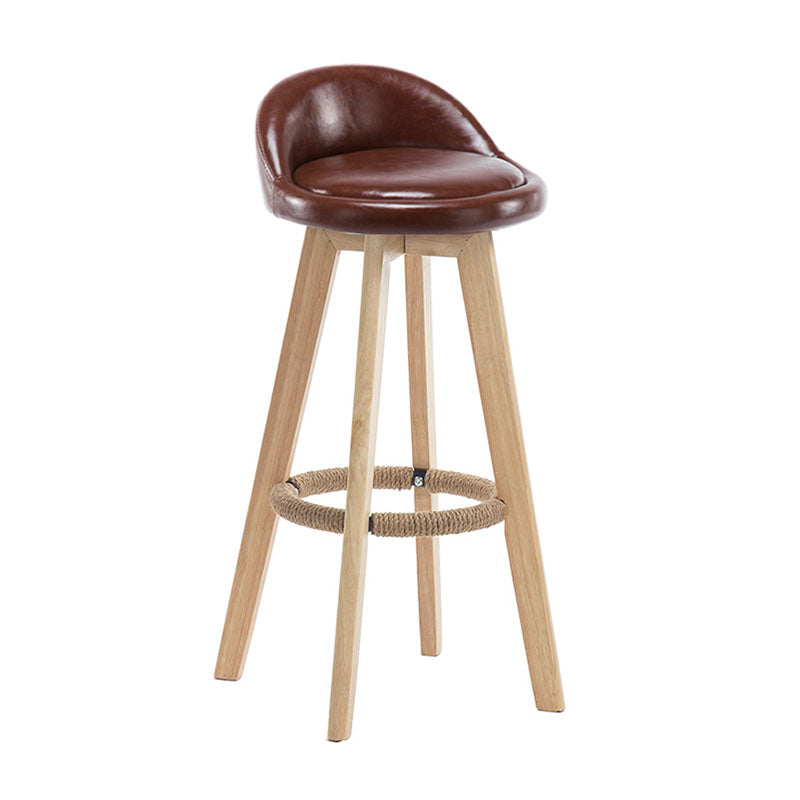Modern Rotatable Backrest Counter Stool Wood Cafe Bar Stool with Pedal and Cushion