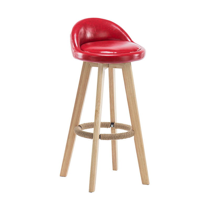 Modern Rotatable Backrest Counter Stool Wood Cafe Bar Stool with Pedal and Cushion