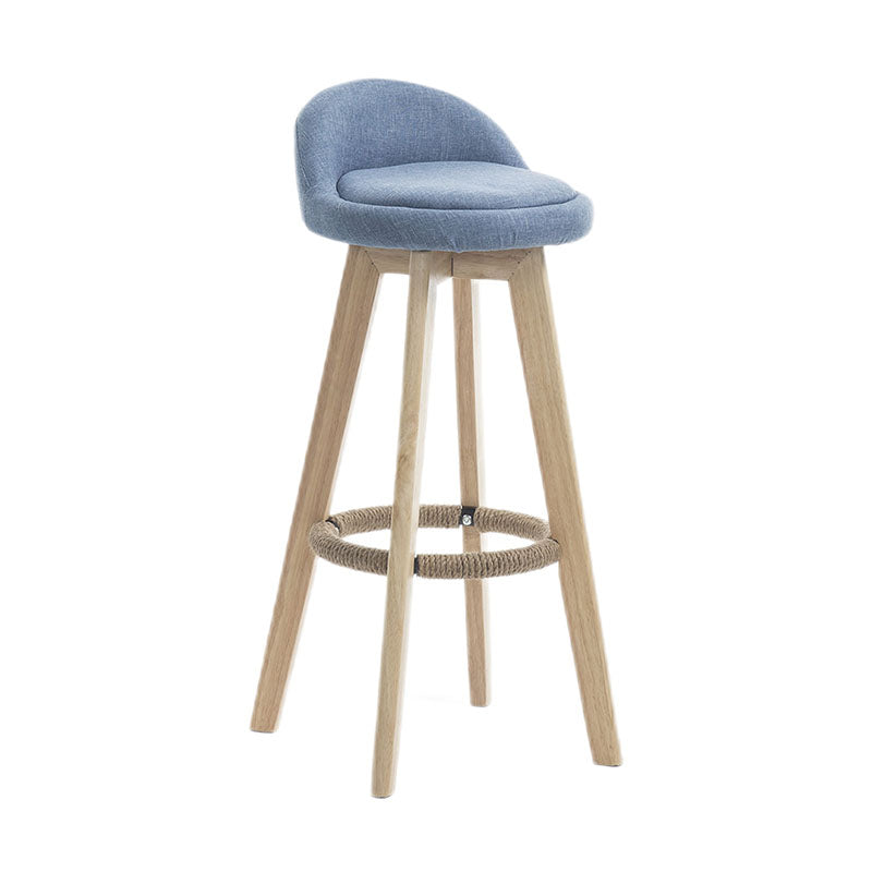 Modern Rotatable Backrest Counter Stool Wood Cafe Bar Stool with Pedal and Cushion