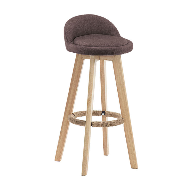 Modern Rotatable Backrest Counter Stool Wood Cafe Bar Stool with Pedal and Cushion