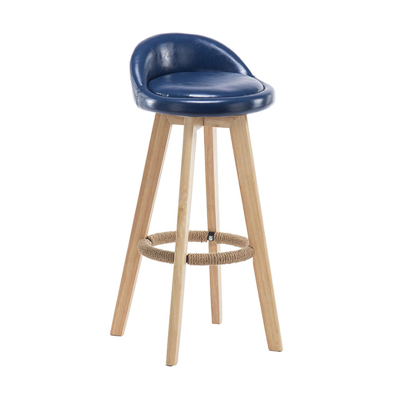 Modern Rotatable Backrest Counter Stool Wood Cafe Bar Stool with Pedal and Cushion