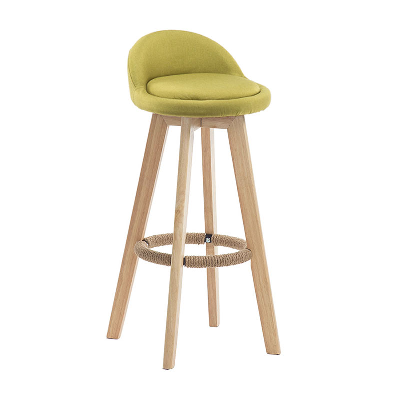 Modern Rotatable Backrest Counter Stool Wood Cafe Bar Stool with Pedal and Cushion