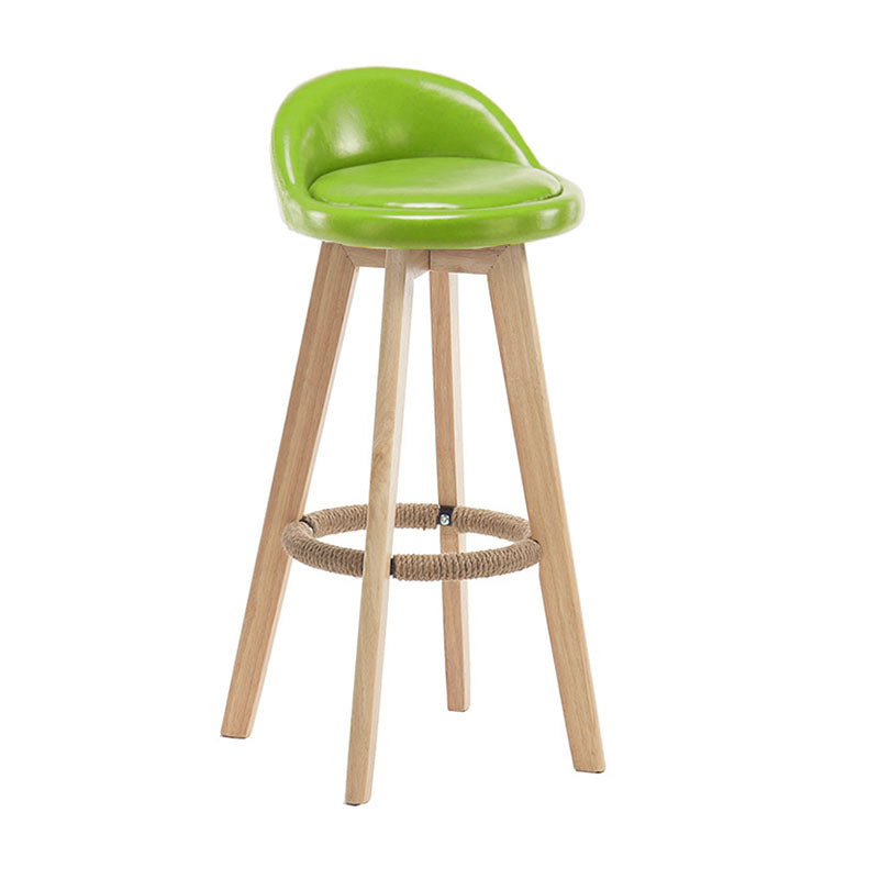 Modern Rotatable Backrest Counter Stool Wood Cafe Bar Stool with Pedal and Cushion