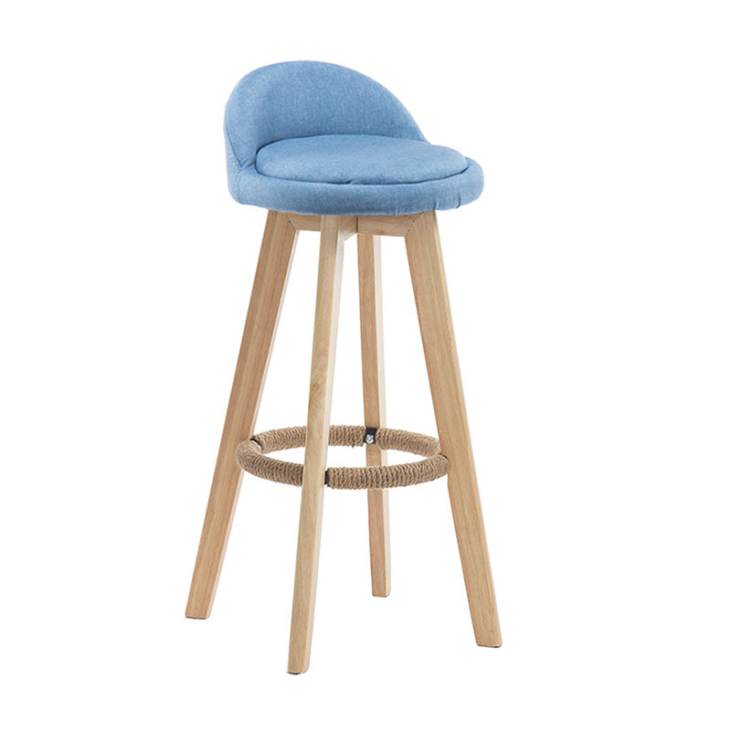 Modern Rotatable Backrest Counter Stool Wood Cafe Bar Stool with Pedal and Cushion