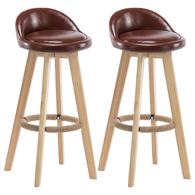 Modern Rotatable Backrest Counter Stool Wood Cafe Bar Stool with Pedal and Cushion