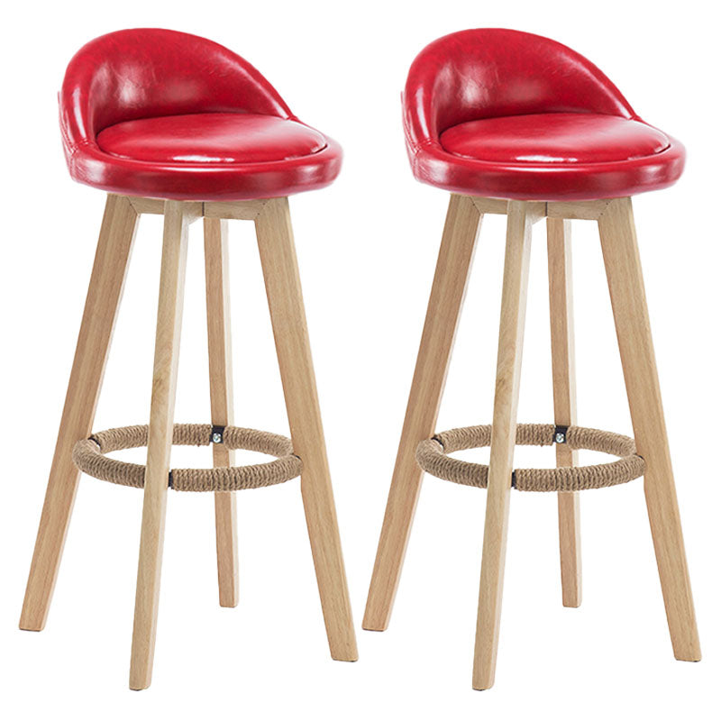 Modern Rotatable Backrest Counter Stool Wood Cafe Bar Stool with Pedal and Cushion