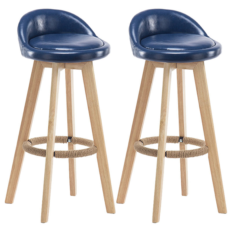 Modern Rotatable Backrest Counter Stool Wood Cafe Bar Stool with Pedal and Cushion