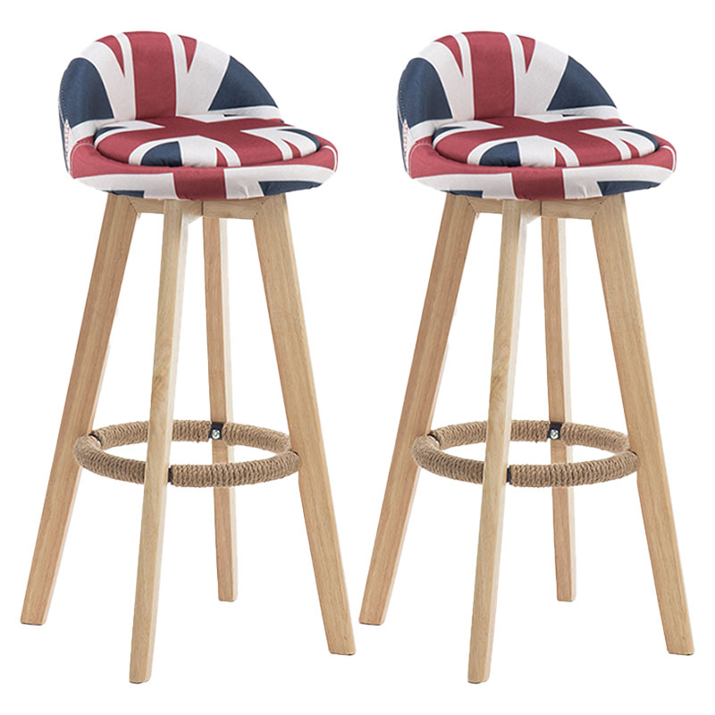 Modern Rotatable Backrest Counter Stool Wood Cafe Bar Stool with Pedal and Cushion