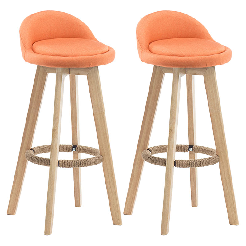 Modern Rotatable Backrest Counter Stool Wood Cafe Bar Stool with Pedal and Cushion
