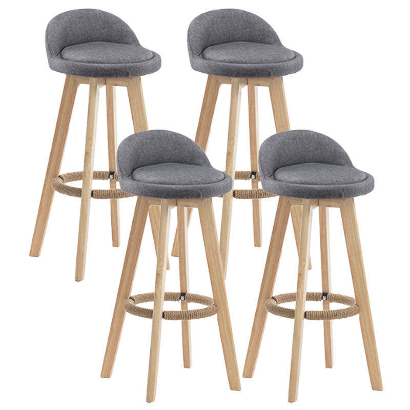 Modern Rotatable Backrest Counter Stool Wood Cafe Bar Stool with Pedal and Cushion