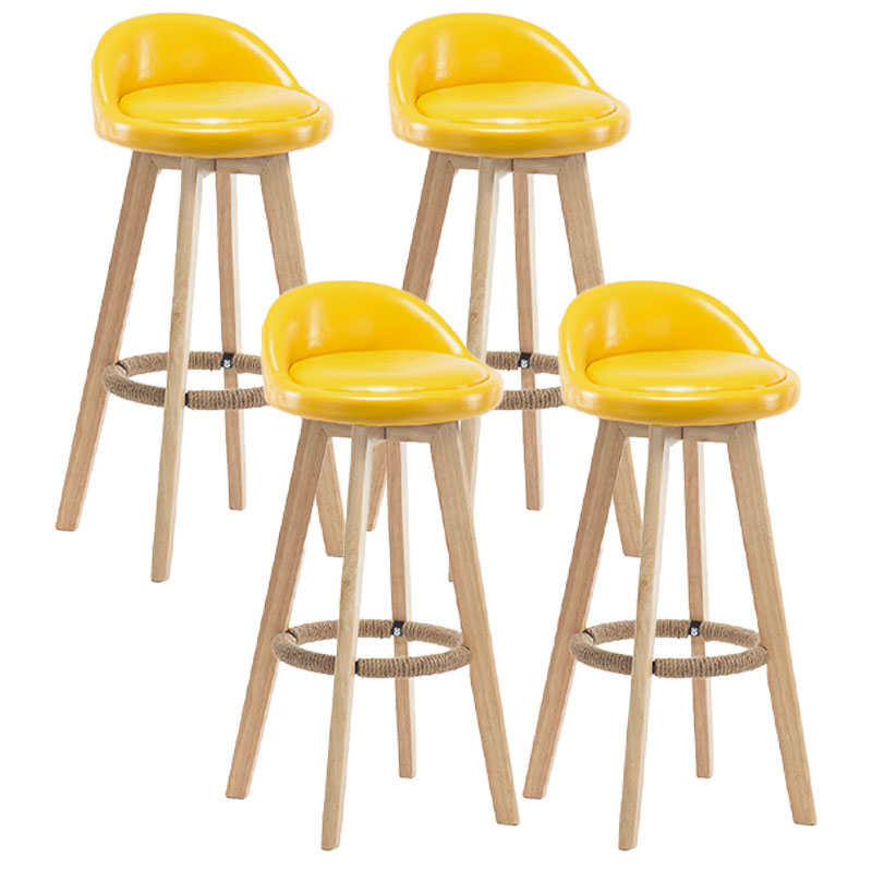 Modern Rotatable Backrest Counter Stool Wood Cafe Bar Stool with Pedal and Cushion