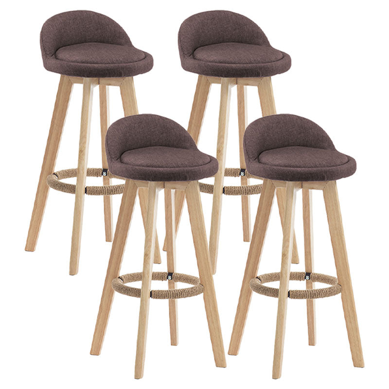Modern Rotatable Backrest Counter Stool Wood Cafe Bar Stool with Pedal and Cushion