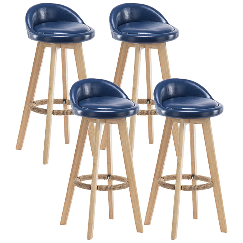 Modern Rotatable Backrest Counter Stool Wood Cafe Bar Stool with Pedal and Cushion