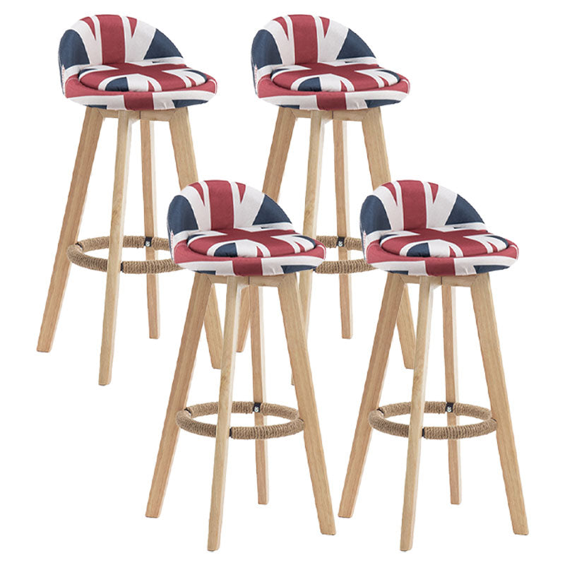 Modern Rotatable Backrest Counter Stool Wood Cafe Bar Stool with Pedal and Cushion
