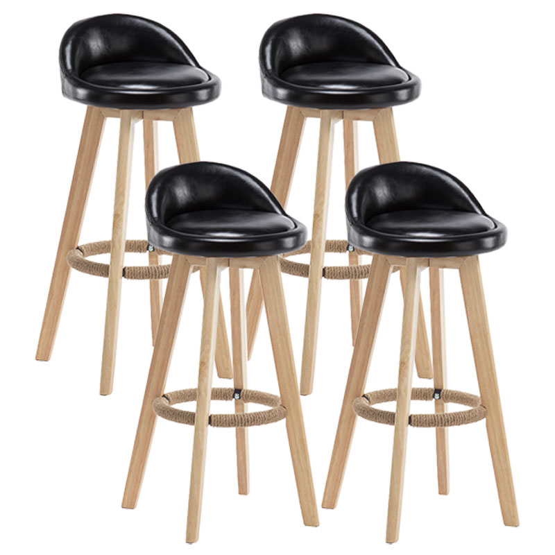 Modern Rotatable Backrest Counter Stool Wood Cafe Bar Stool with Pedal and Cushion