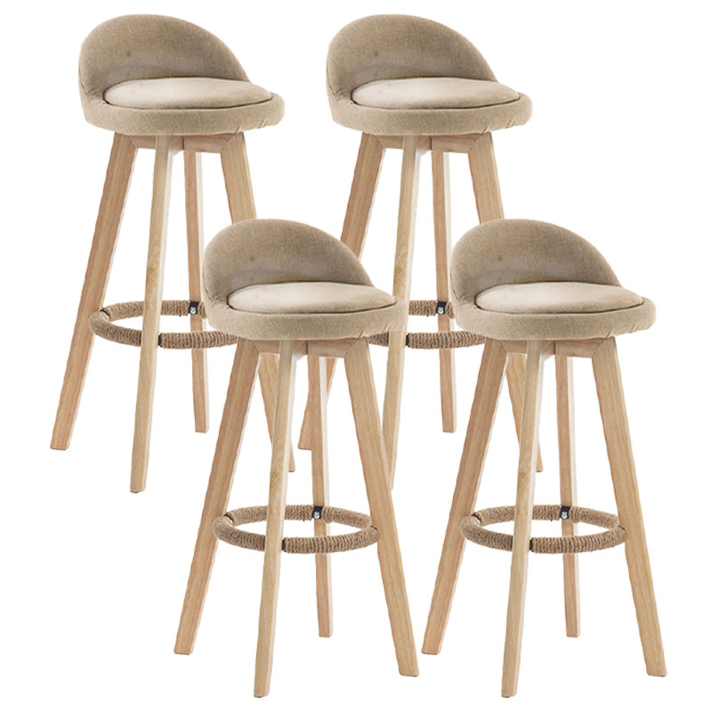 Modern Rotatable Backrest Counter Stool Wood Cafe Bar Stool with Pedal and Cushion